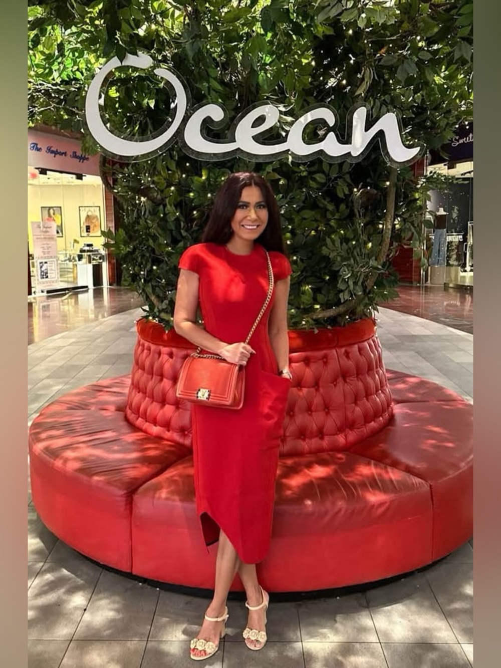 CHANEL Red and Ivory Open-Toe Heeled Sandals